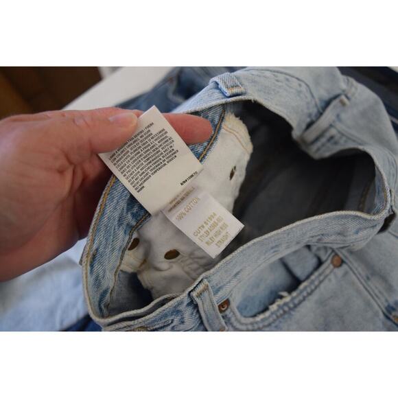 Agolde Riley High Rise Straight Crop Womens Blue Jeans Size 26 Distressed Light - Picture 5 of 5